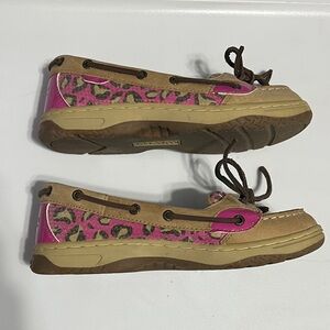 Sperry Brown and Pink sequined Boat Shoes